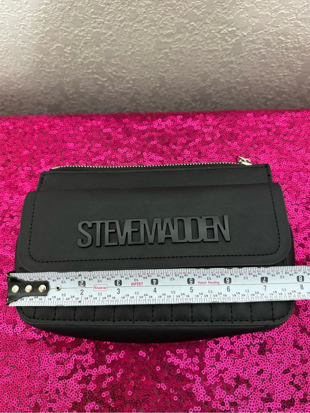 2/for $20 🪩 STEVE MADDEN Black Monochrome Quilted Zip Clutch & Wallet - 4.5x8”